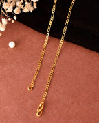 VOJ Women Stainless Steel Gold Polished Minimal Figaro Link Chain | Grocsy