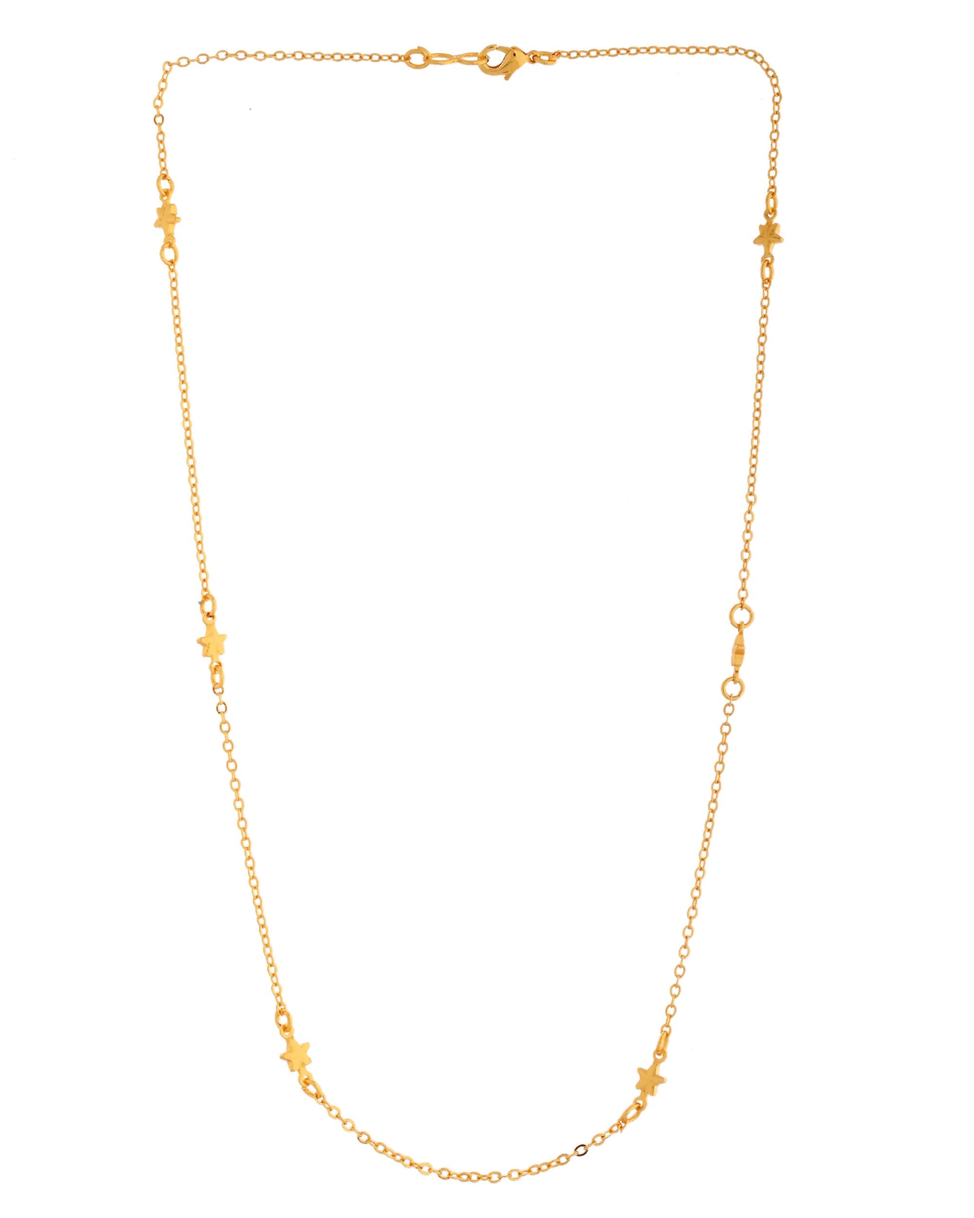 VOJ Gold Polished Star Shaped Minimal Chain For Women | Grocsy