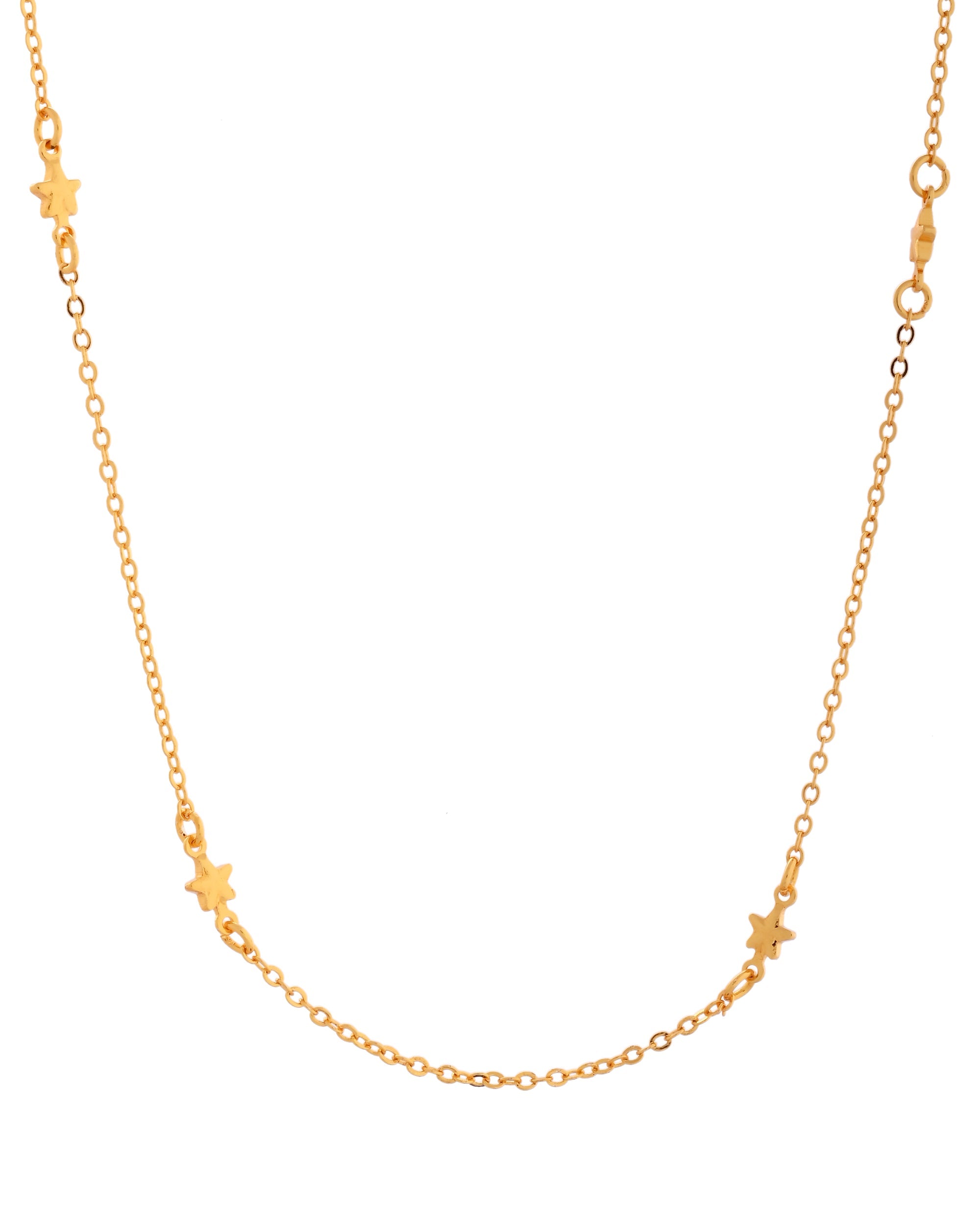 VOJ Gold Polished Star Shaped Minimal Chain For Women | Grocsy
