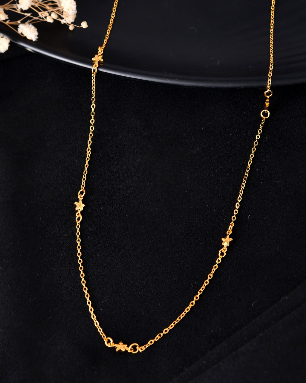 VOJ Gold Polished Star Shaped Minimal Chain For Women | Grocsy