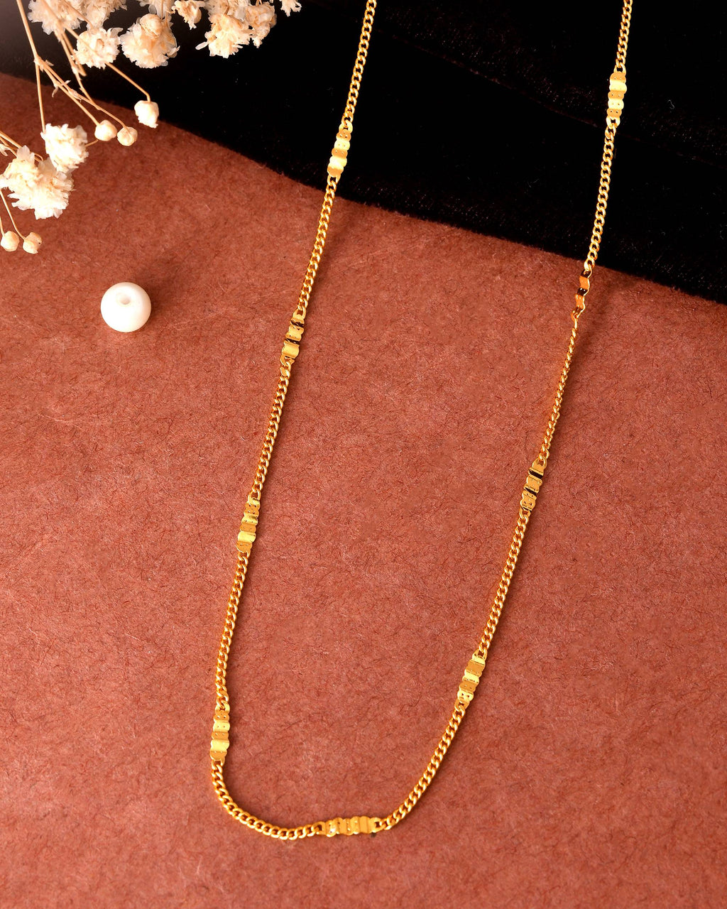 VOJ Women Stainless Steel Gold Polished Minimal Pipe Chain | Grocsy