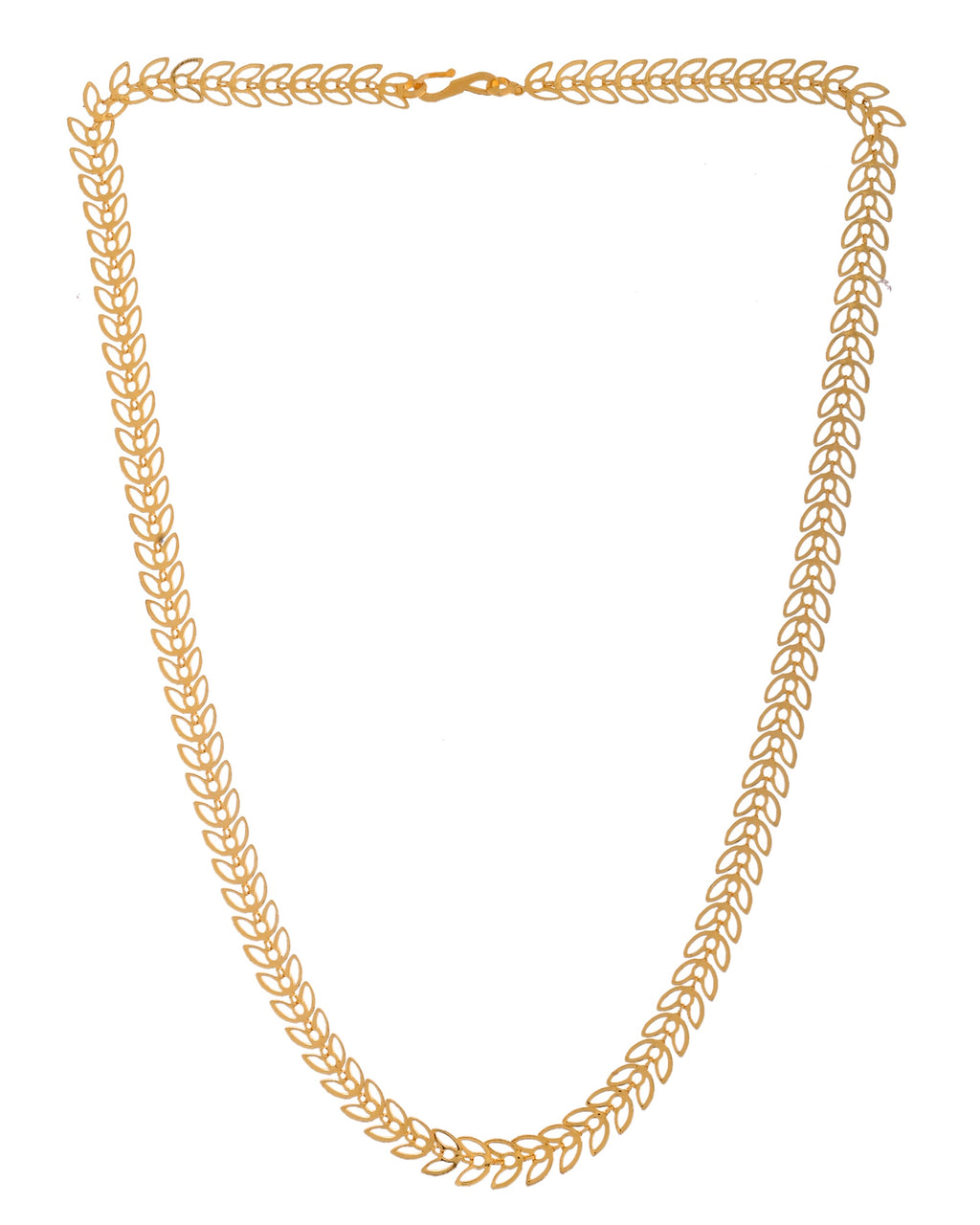 VOJ Women Gold Polished Stainless Steel Minimal Leaf Chain | Grocsy