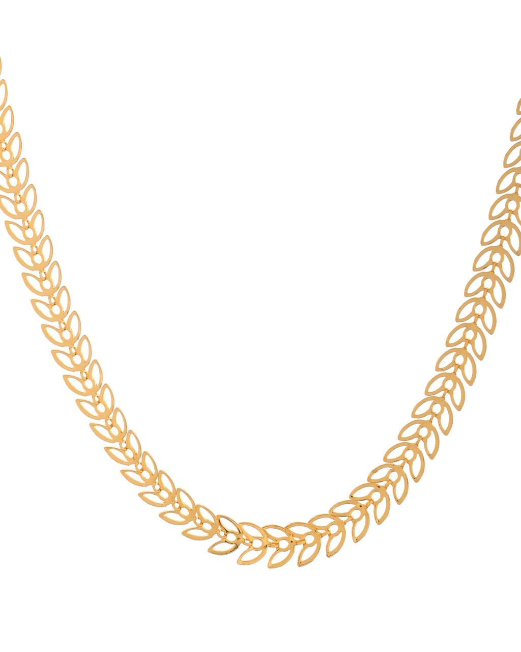 VOJ Women Gold Polished Stainless Steel Minimal Leaf Chain | Grocsy