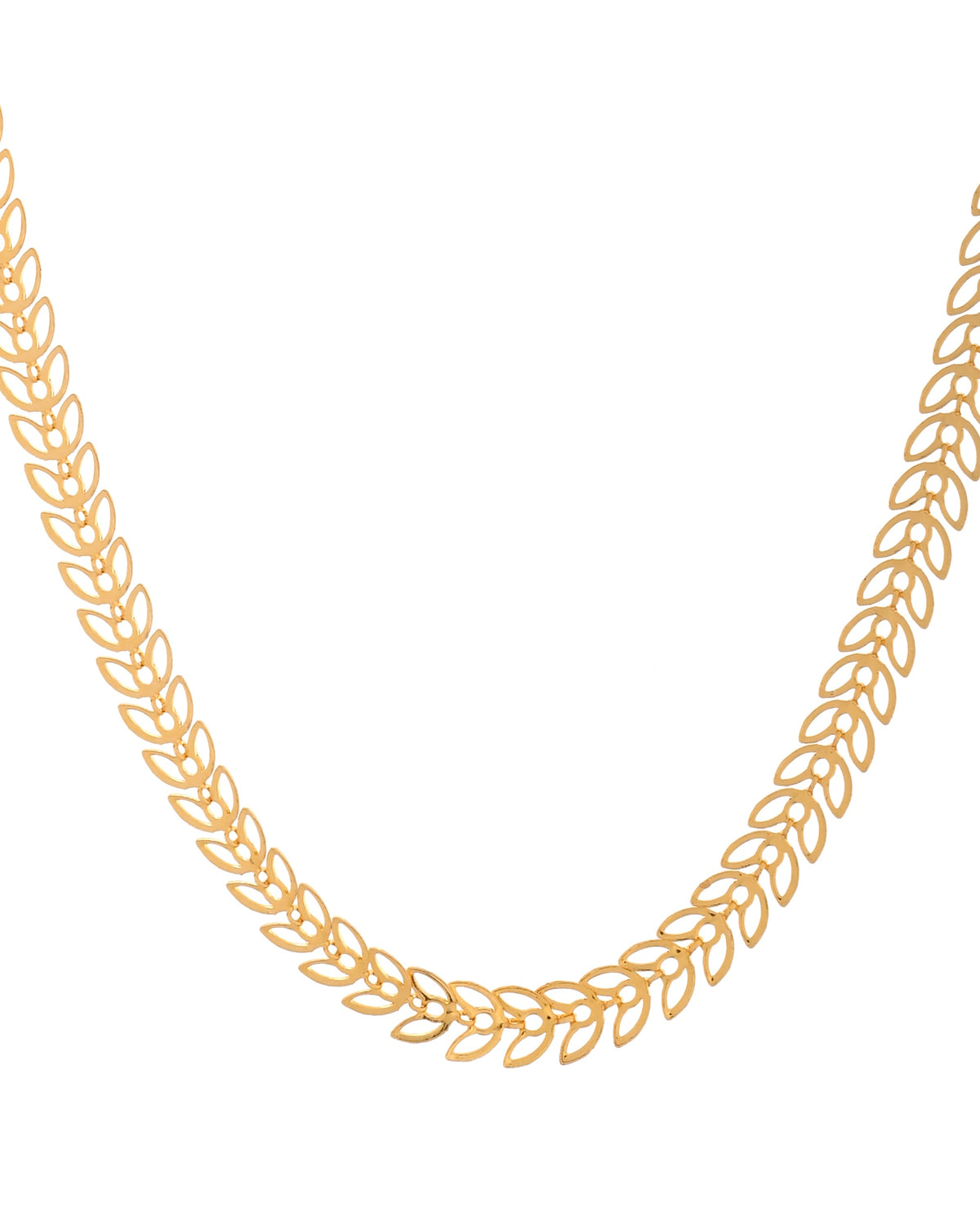 VOJ Women Gold Polished Stainless Steel Minimal Leaf Chain | Grocsy
