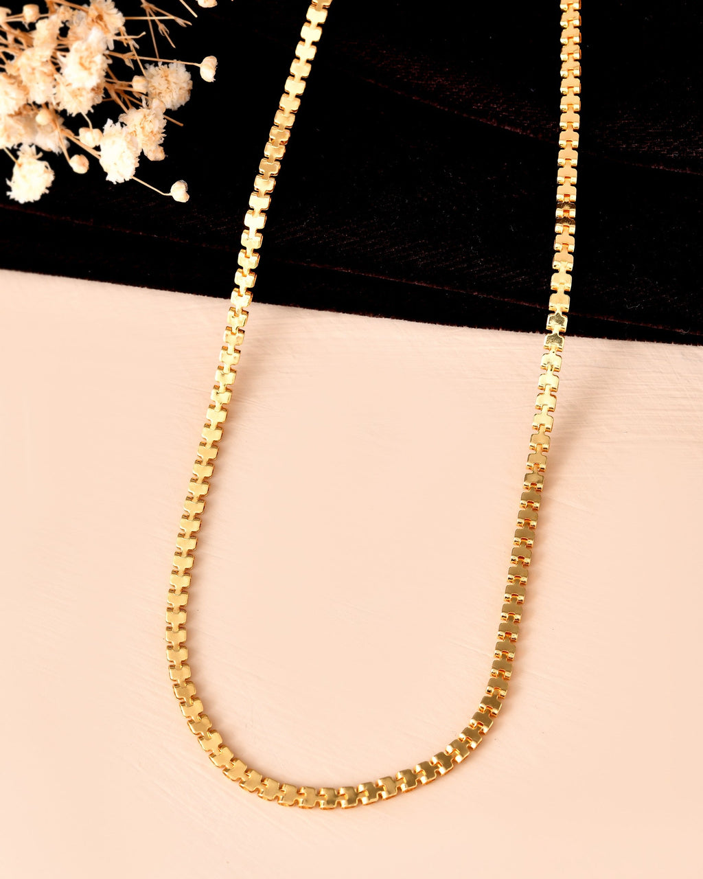 VOJ Women Gold Polished Stainless Steel Elegant Link Chain | Grocsy