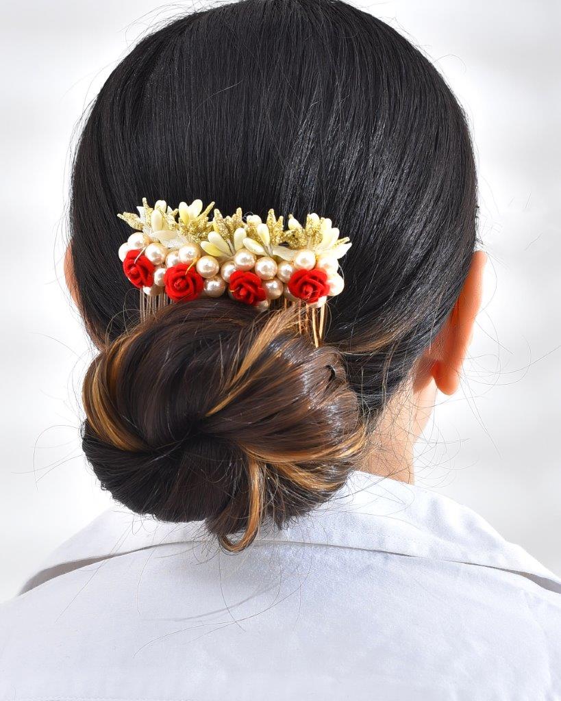 VOJ Rose Embellished Comb Pin | Grocsy