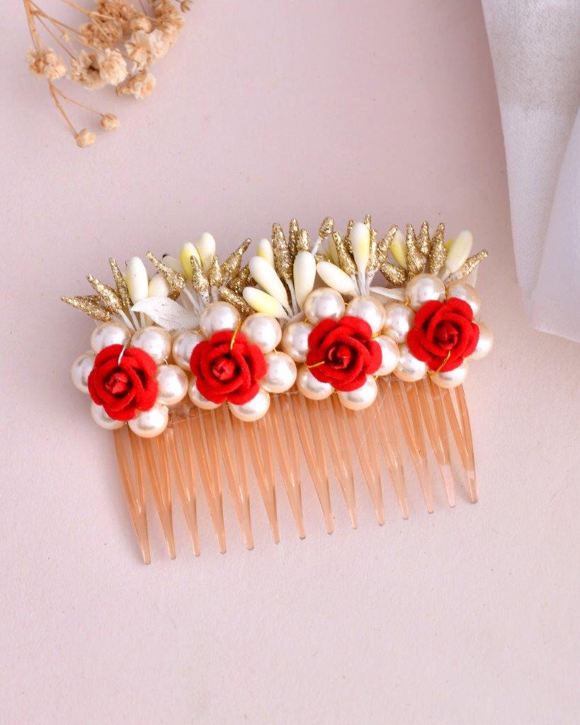 VOJ Rose Embellished Comb Pin | Grocsy