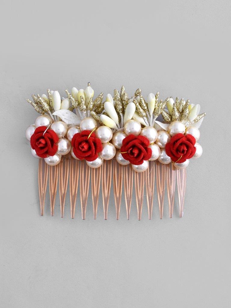 VOJ Rose Embellished Comb Pin | Grocsy
