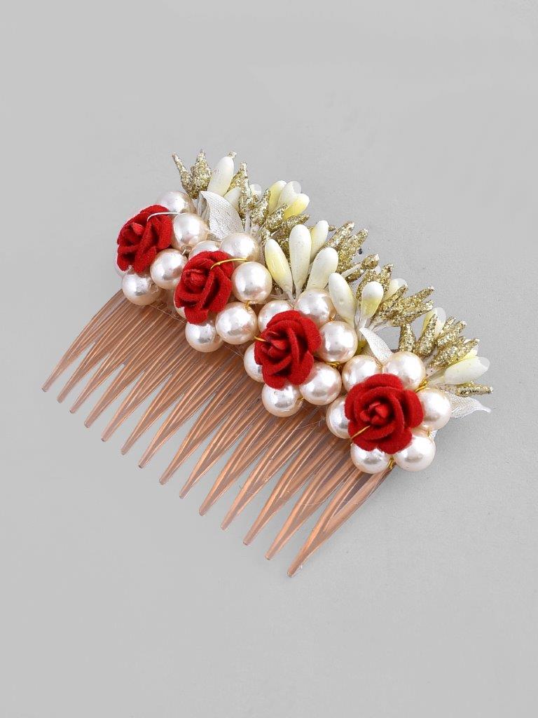 VOJ Rose Embellished Comb Pin | Grocsy
