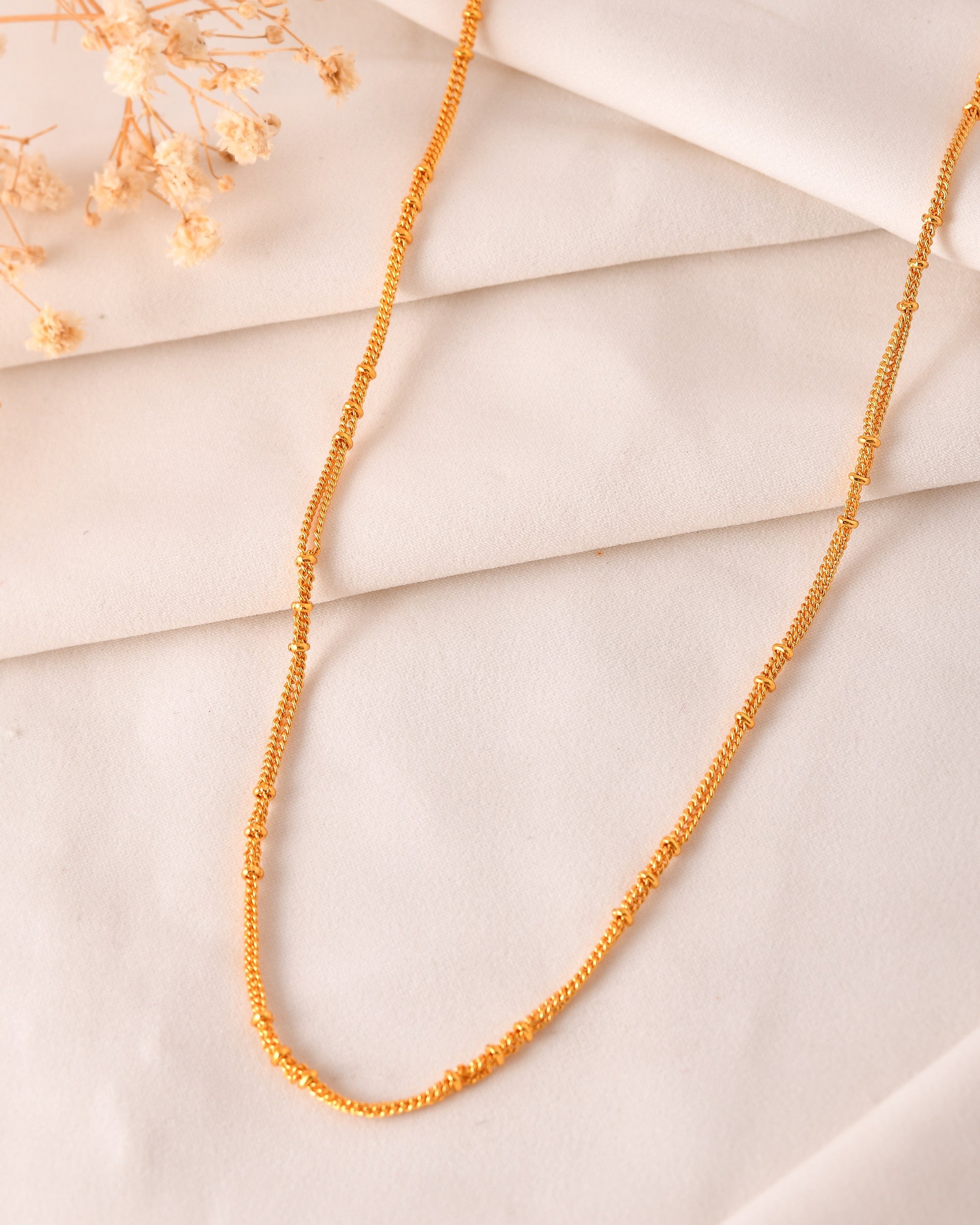 VOJ Women Gold Polished Stainless Steel Ball Chain | Grocsy