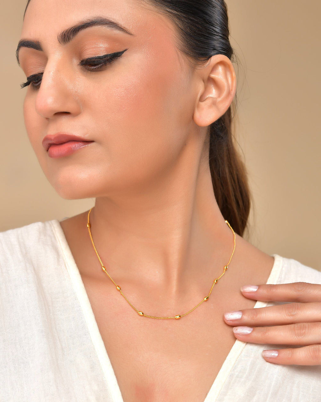 VOJ Gold Polished Minimal Stainless Steel Chain | Grocsy