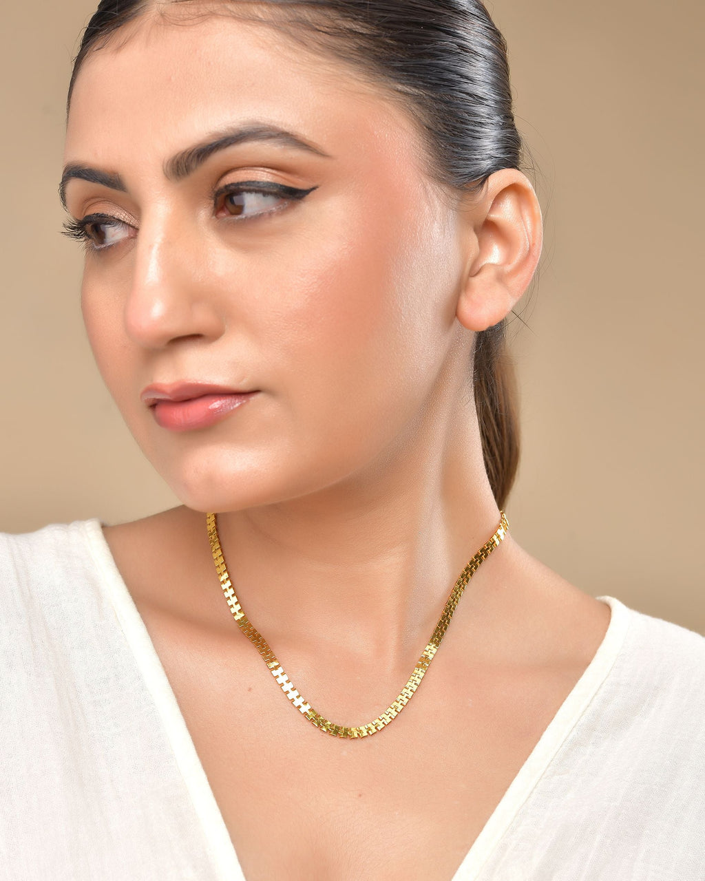 VOJ Women Gold Polished Classic Linked Chain | Grocsy