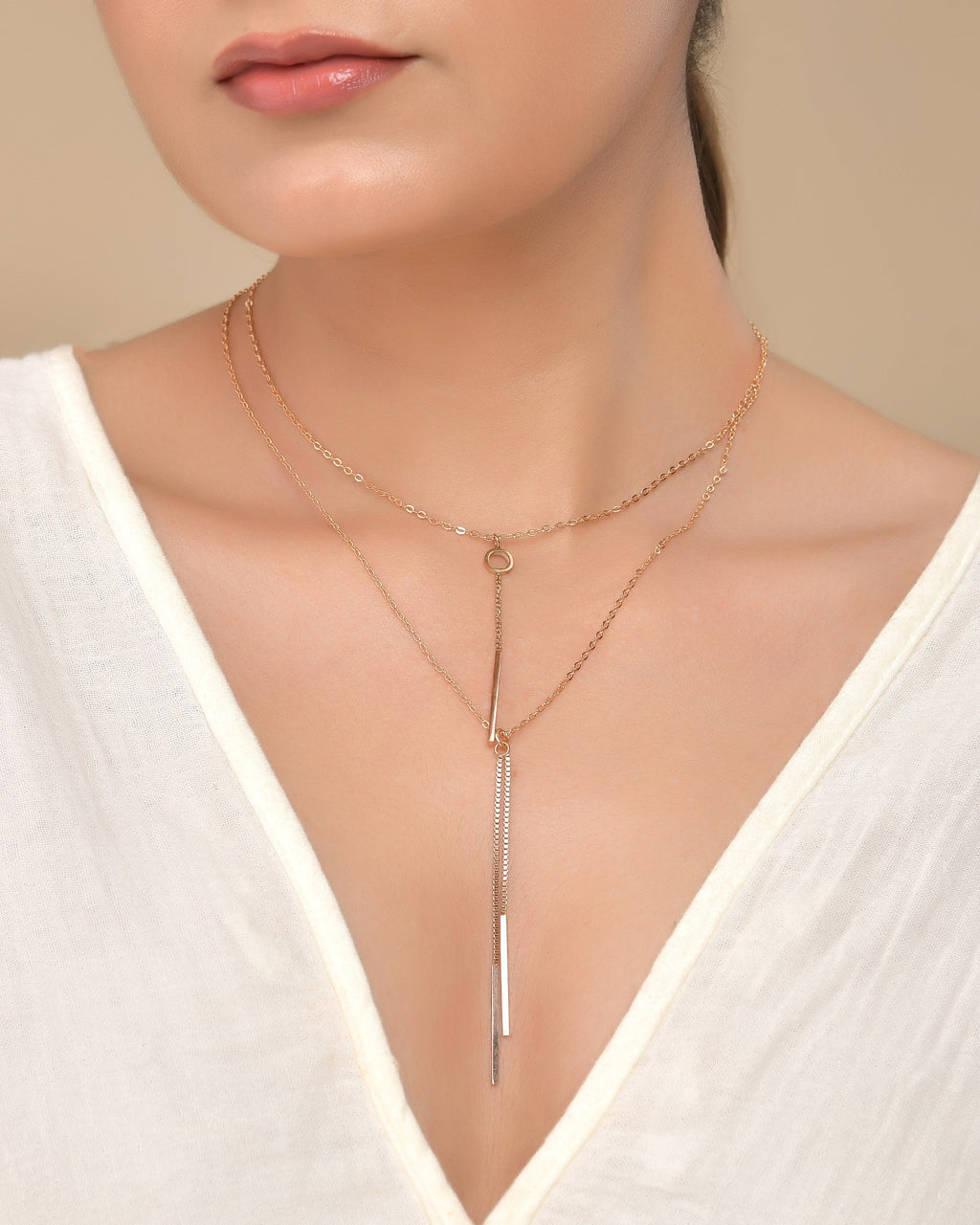 VOJ Gold Polished Multi Layer Designer Chain | Grocsy