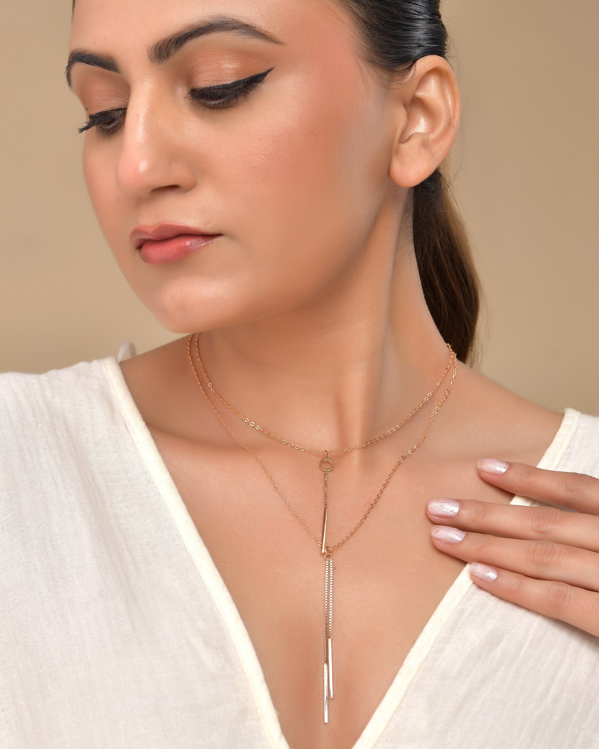 VOJ Gold Polished Multi Layer Designer Chain | Grocsy