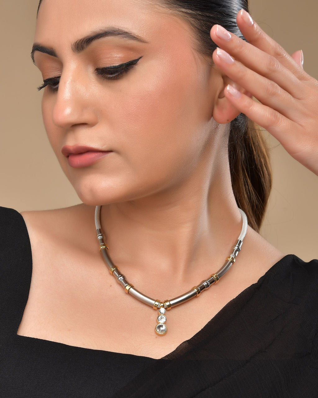 VOJ Silver Plated Elegant Stainless Steel Designer Necklace | Grocsy