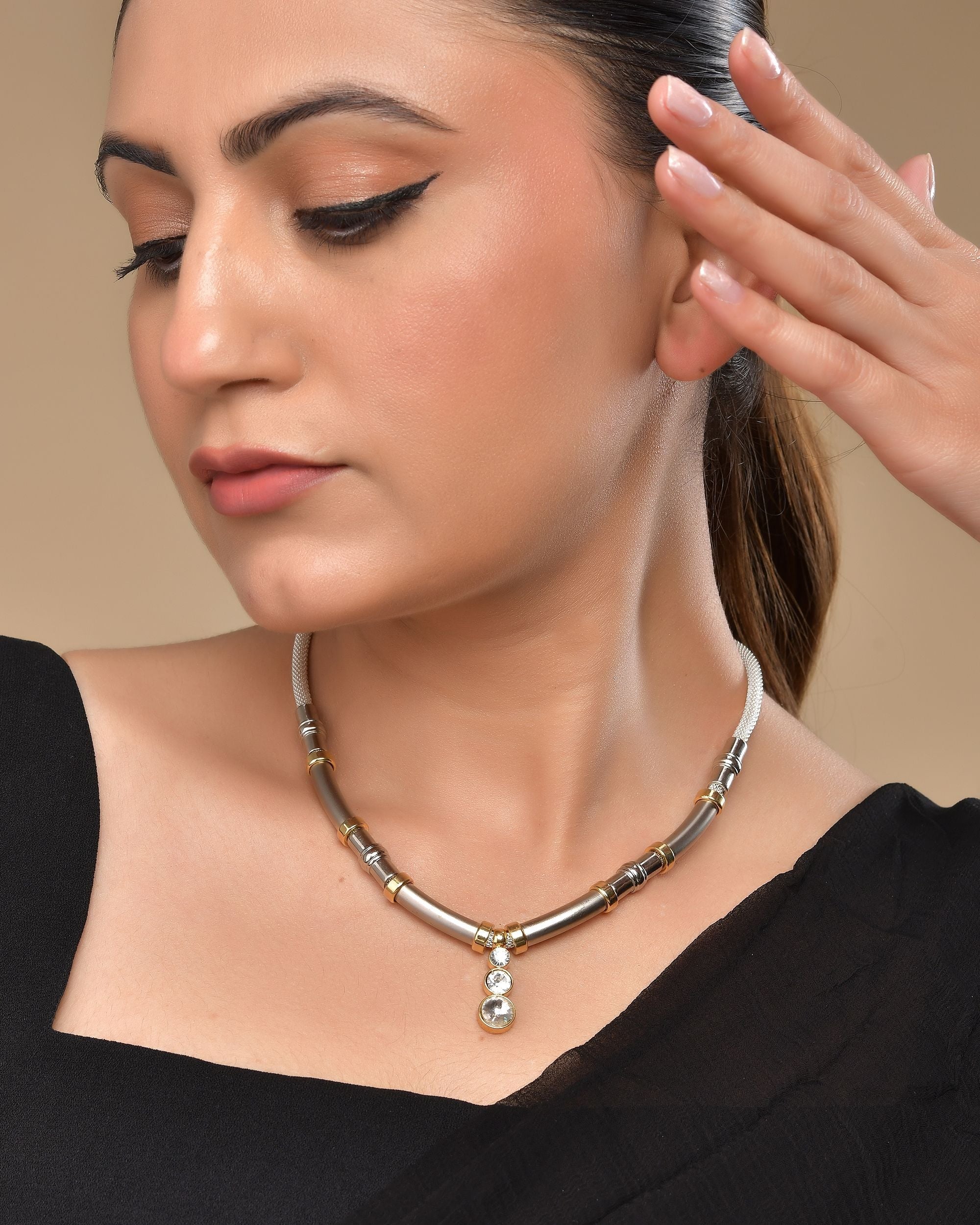 VOJ Silver Plated Elegant Stainless Steel Designer Necklace | Grocsy