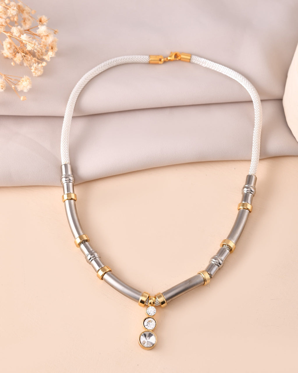 VOJ Silver Plated Elegant Stainless Steel Designer Necklace | Grocsy