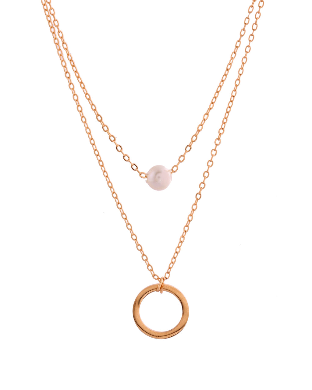 VOJ Gold Polished Multi Layer Pearl Studded Designer Chain | Grocsy
