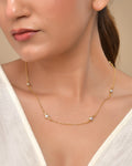 VOJ Gold Polished Women Pearl Studded Stainless Steel Chain | Grocsy