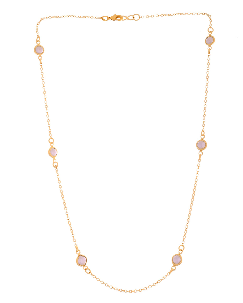 VOJ Gold Polished Women Pearl Studded Stainless Steel Chain | Grocsy