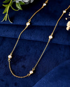 VOJ Gold Polished Women Pearl Studded Stainless Steel Chain | Grocsy