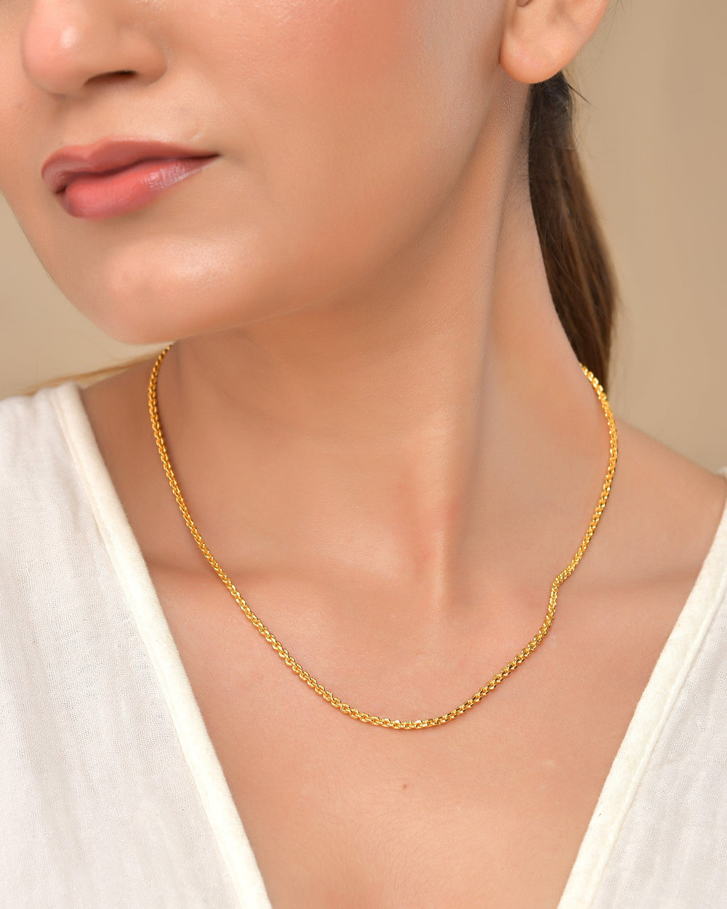 VOJ Gold Polished Women Stainless Steel Classic Chain | Grocsy