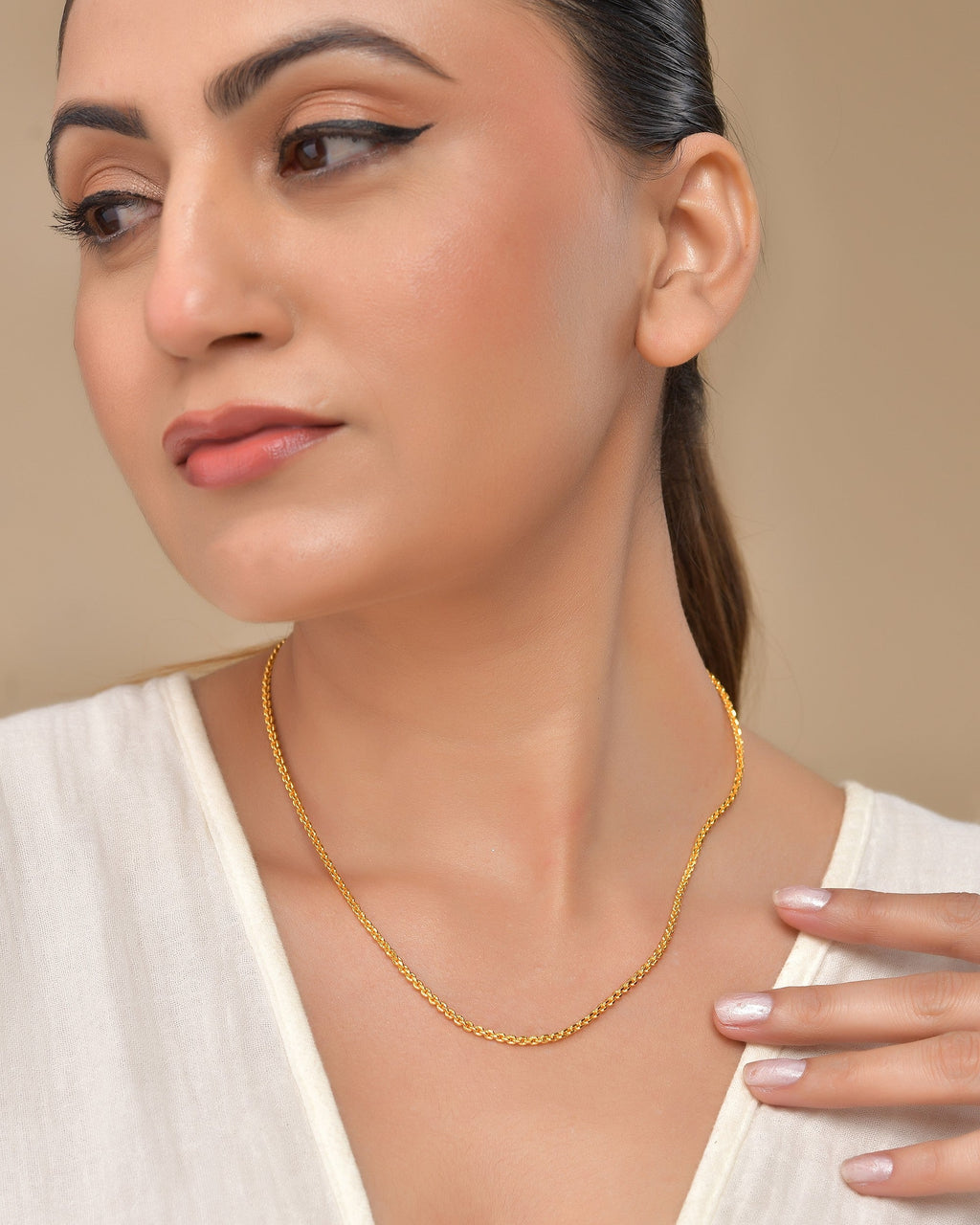 VOJ Gold Polished Women Stainless Steel Classic Chain | Grocsy