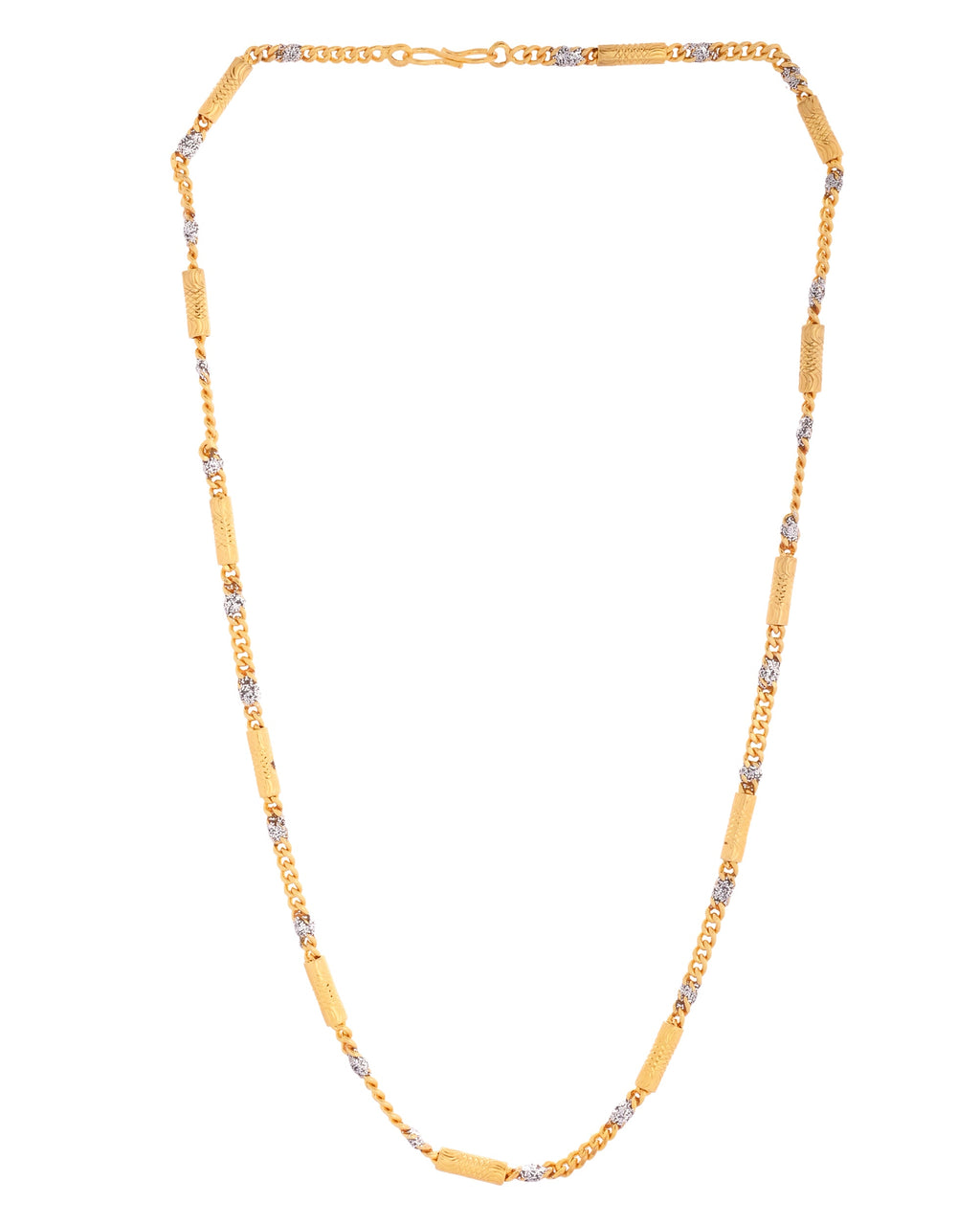 VOJ Men Dual Toned Cylindrical Shaped Stainless Steel Chain | Grocsy
