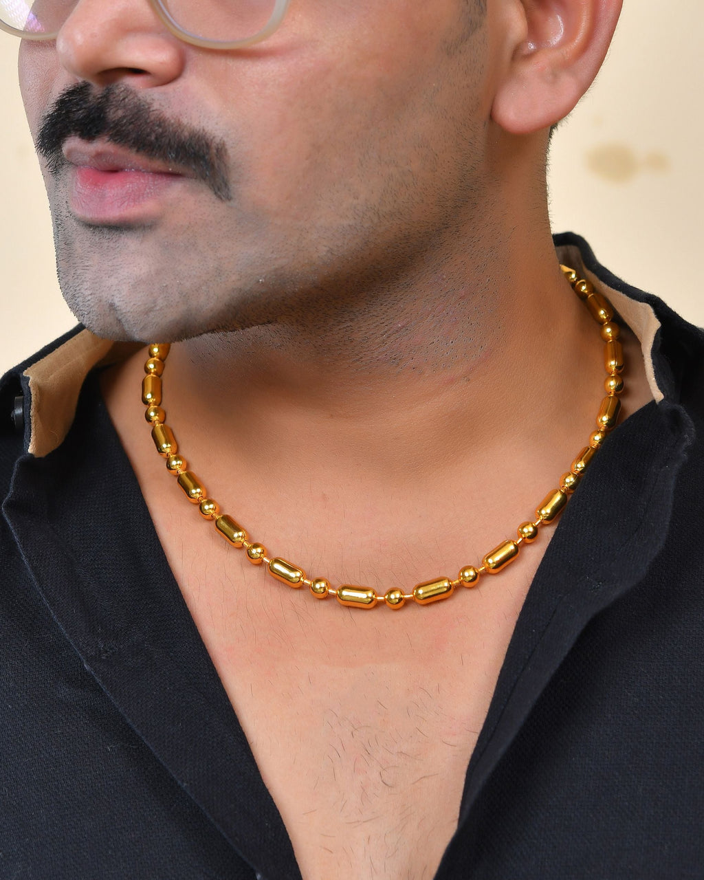 VOJ Men Gold Polished Drop Studded Elegant Chain | Grocsy