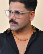 VOJ Men Gold Polished Drop Studded Elegant Chain | Grocsy