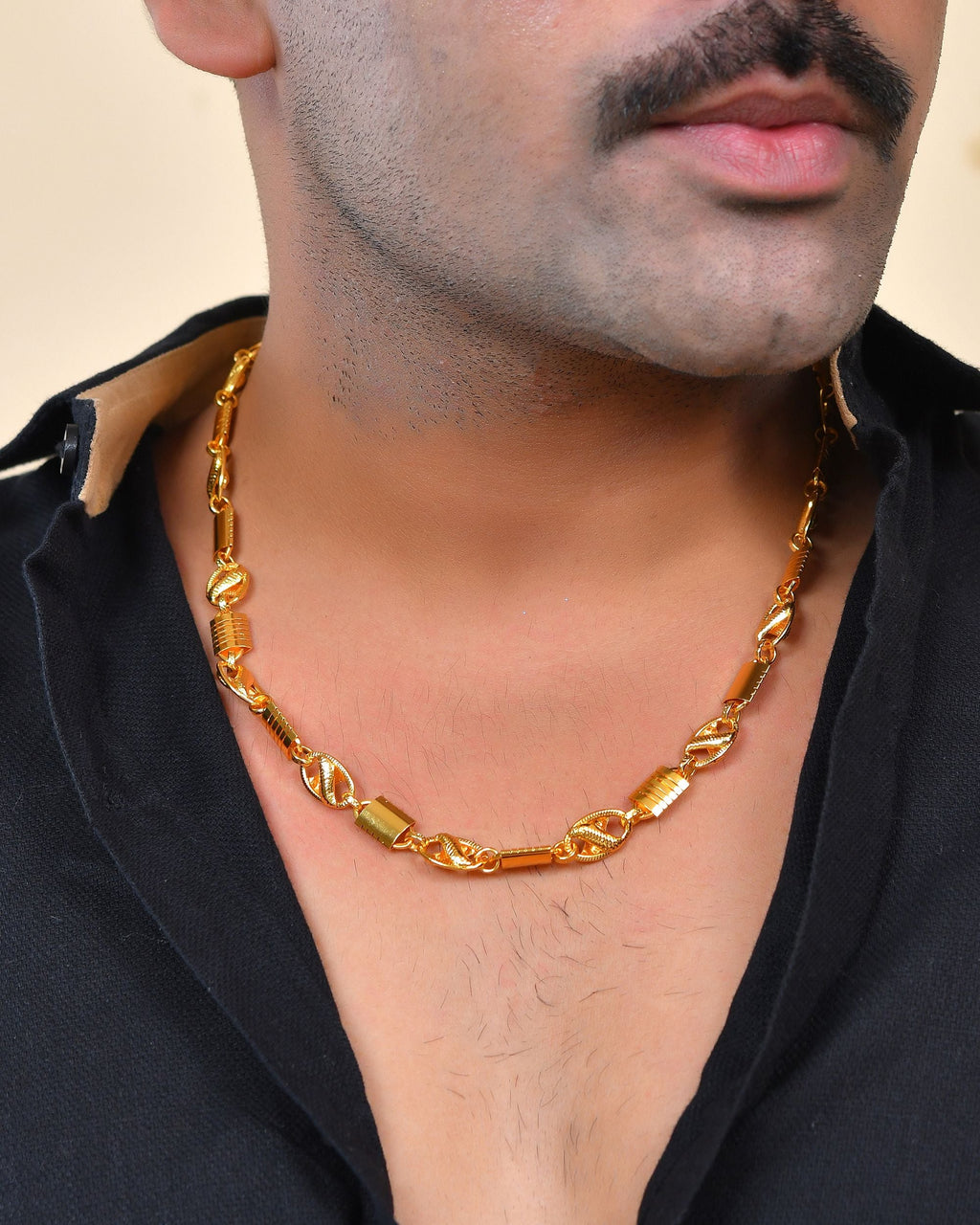 VOJ Men Designer Stainless Steel Gold Polished Chain | Grocsy