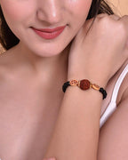 VOJ Rudraksh Black Beaded Elasticated Bracelet