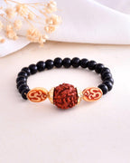 VOJ Rudraksh Black Beaded Elasticated Bracelet