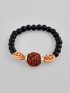 VOJ Rudraksh Black Beaded Elasticated Bracelet