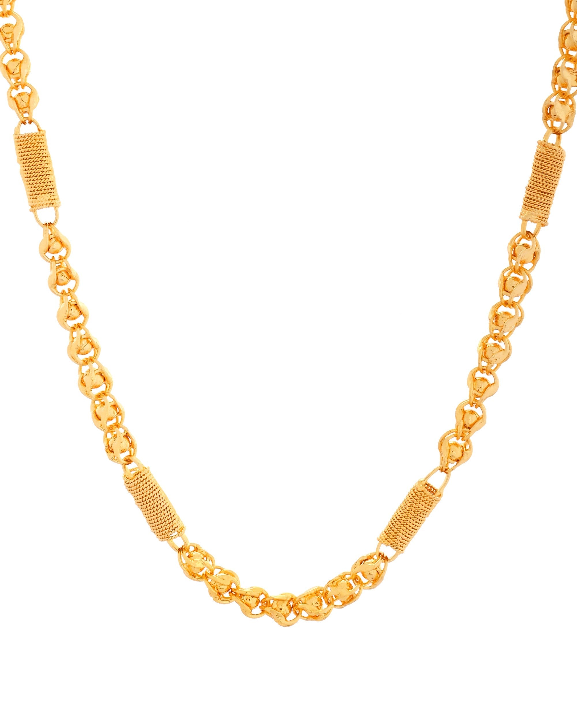 VOJ Men Pipe Shaped Gold Polished Chain | Grocsy