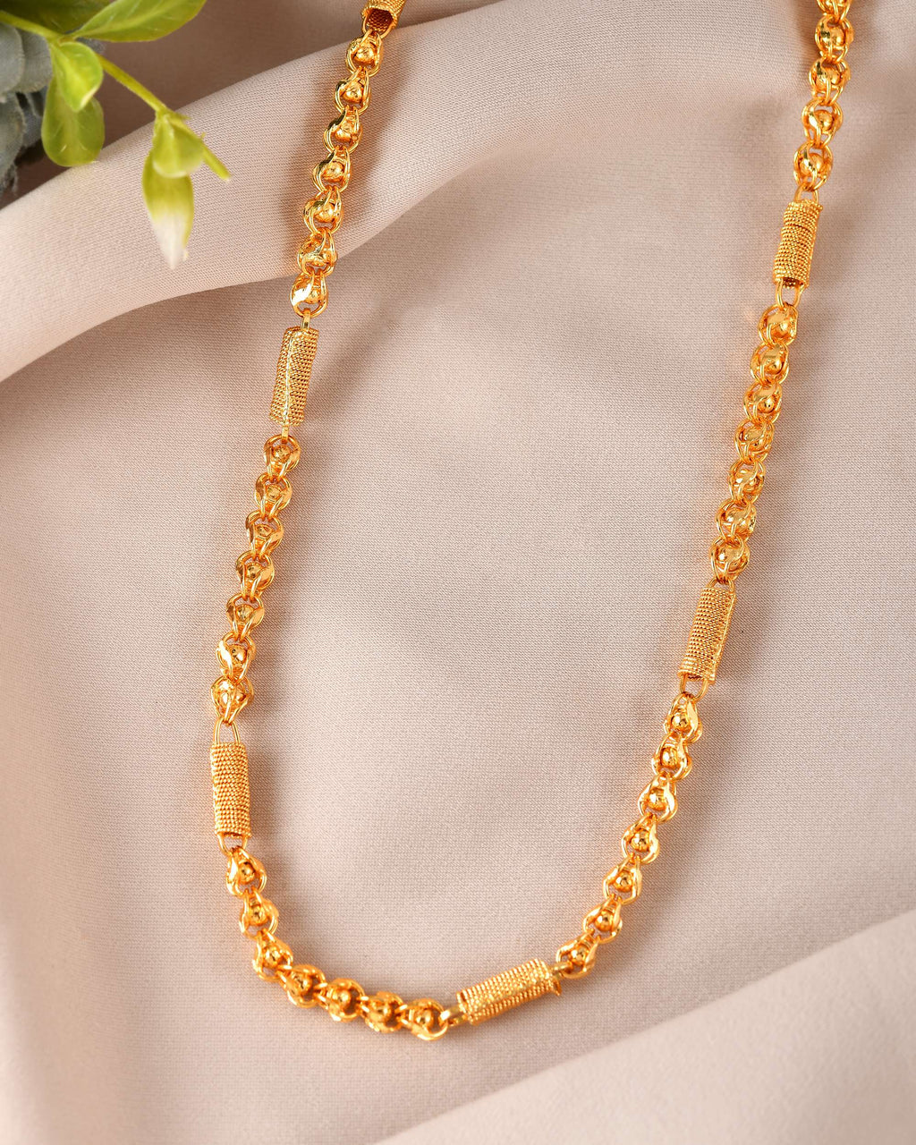 VOJ Men Pipe Shaped Gold Polished Chain | Grocsy