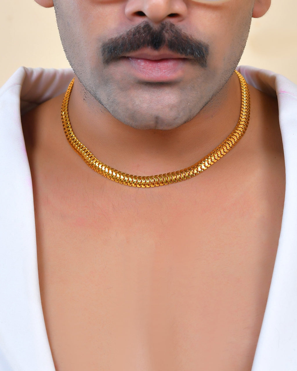 VOJ Stainless Steel Men Gold Polished Thick Chain | Grocsy