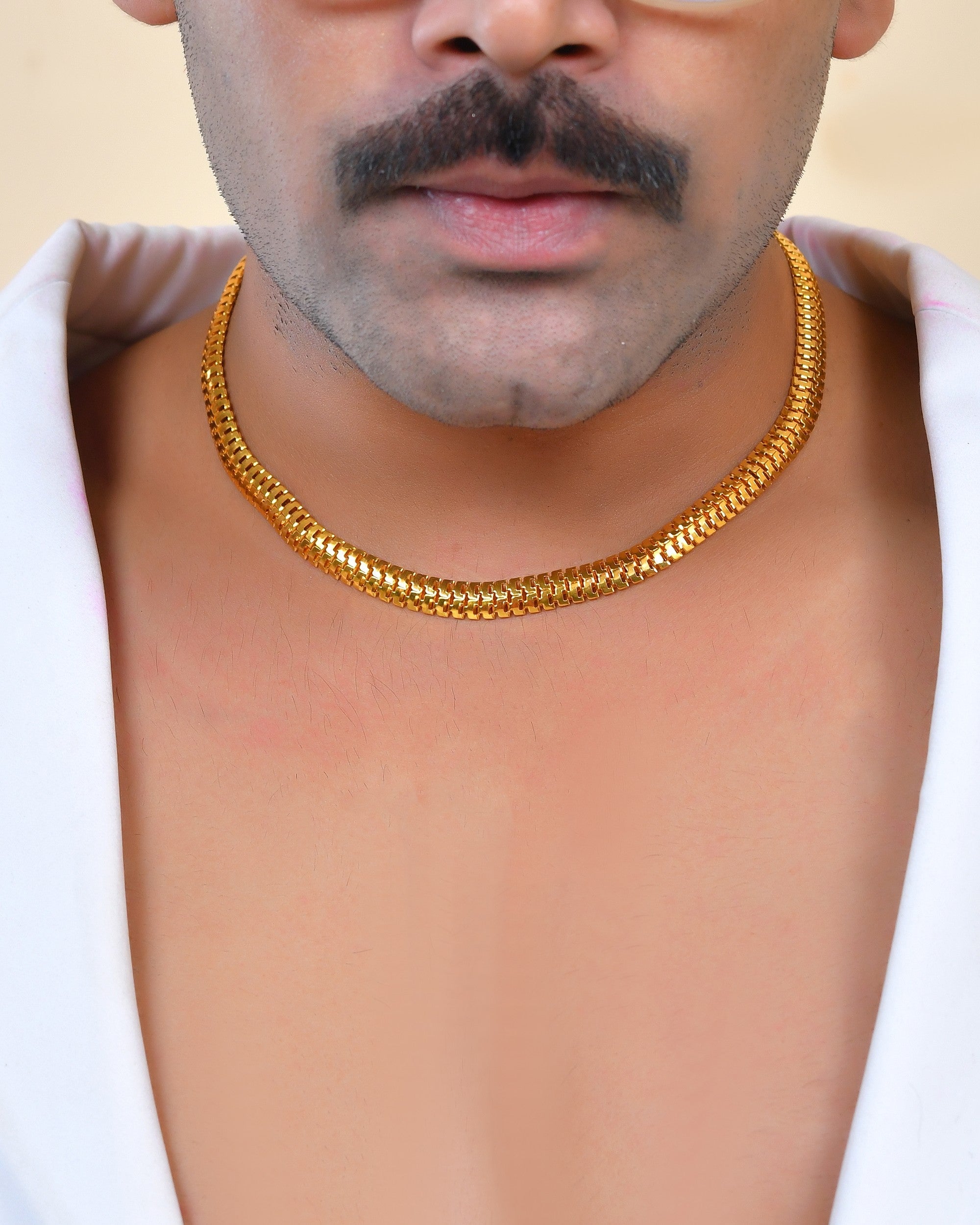 VOJ Stainless Steel Men Gold Polished Thick Chain | Grocsy