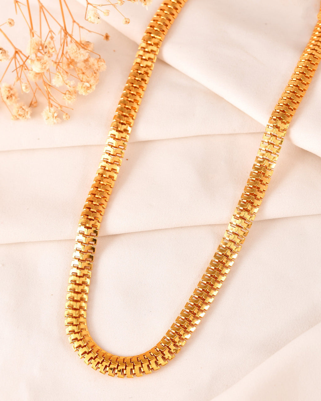 VOJ Stainless Steel Men Gold Polished Thick Chain | Grocsy