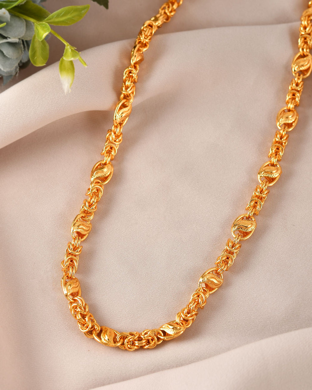 VOJ Gold Polished Designer Stainless Steel Chain For Men | Grocsy