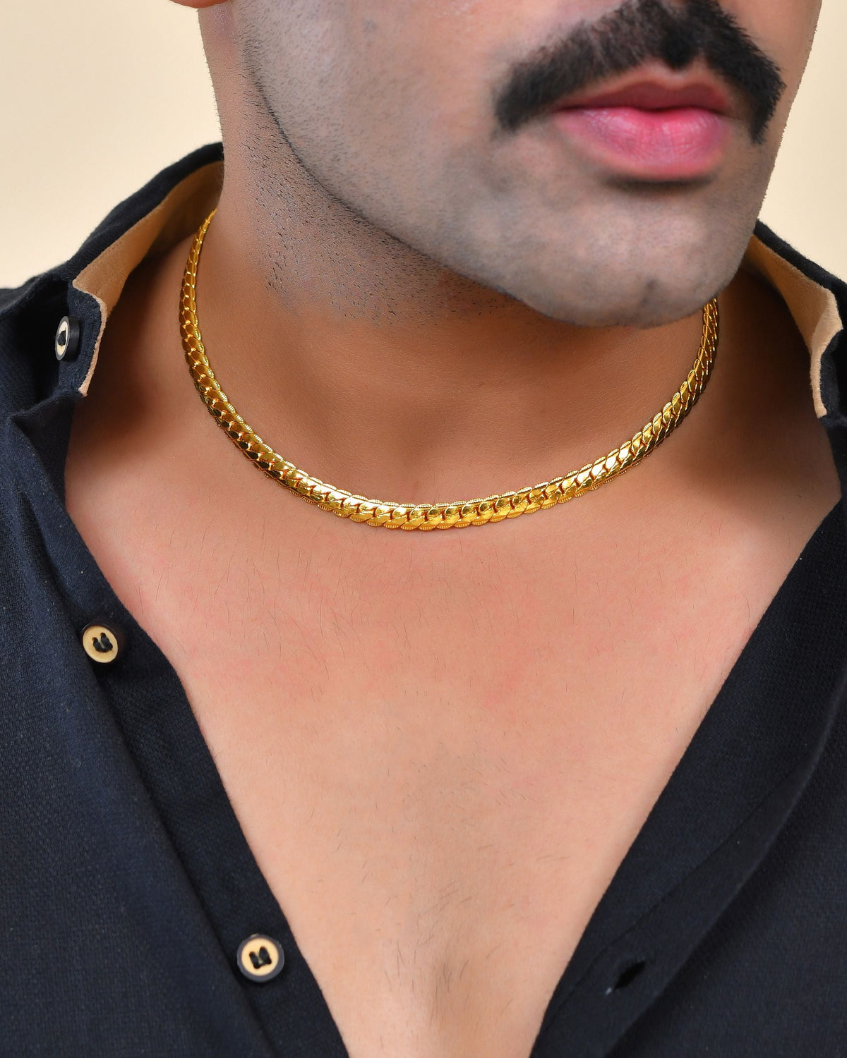 VOJ Gold Polished Stainless Steel Chain For Men | Grocsy