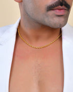 VOJ Gold Polished Twisted Stainless Steel Chain For Men | Grocsy