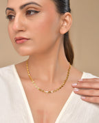VOJ Gold Polished Geometrical Shaped Stainless Steel Chain For Women | Grocsy