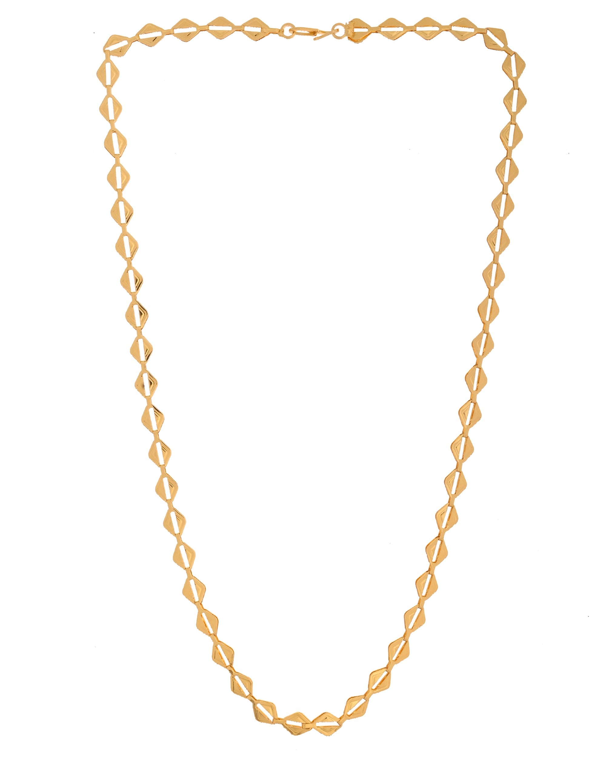 VOJ Gold Polished Geometrical Shaped Stainless Steel Chain For Women | Grocsy