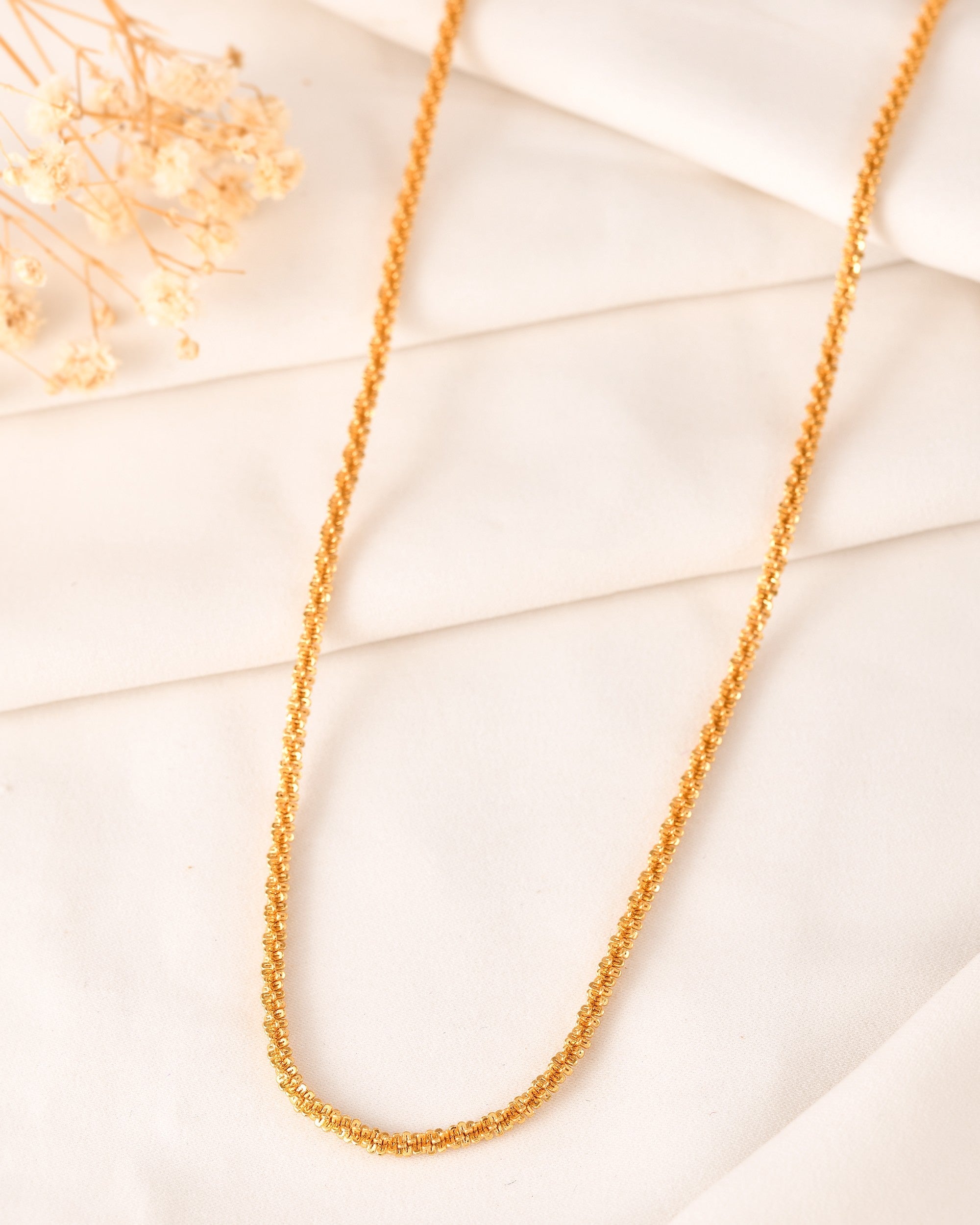 VOJ Men Gold Polished Twisted Stainless Steel Minimal Chain | Grocsy