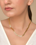 VOJ Gold Polished Filled Leaf Shaped Chain For Women | Grocsy