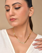 VOJ Gold Polished Filled Leaf Shaped Chain For Women | Grocsy