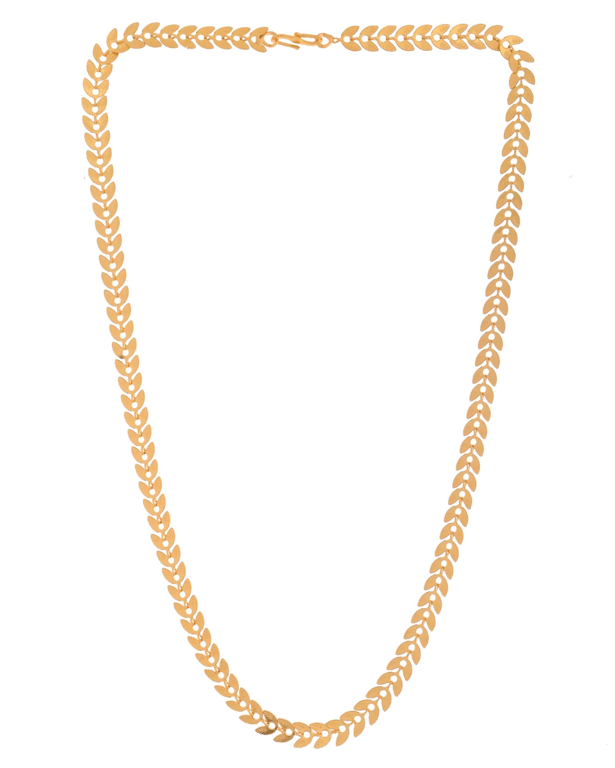 VOJ Gold Polished Filled Leaf Shaped Chain For Women | Grocsy