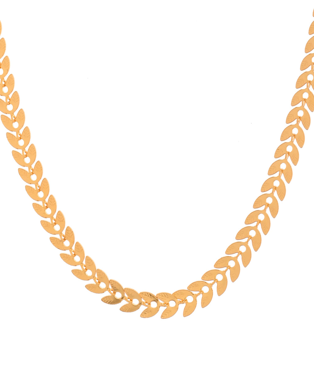 VOJ Gold Polished Filled Leaf Shaped Chain For Women | Grocsy