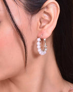 VOJ White Pearl Silver Plated Hoops Earrings | Grocsy